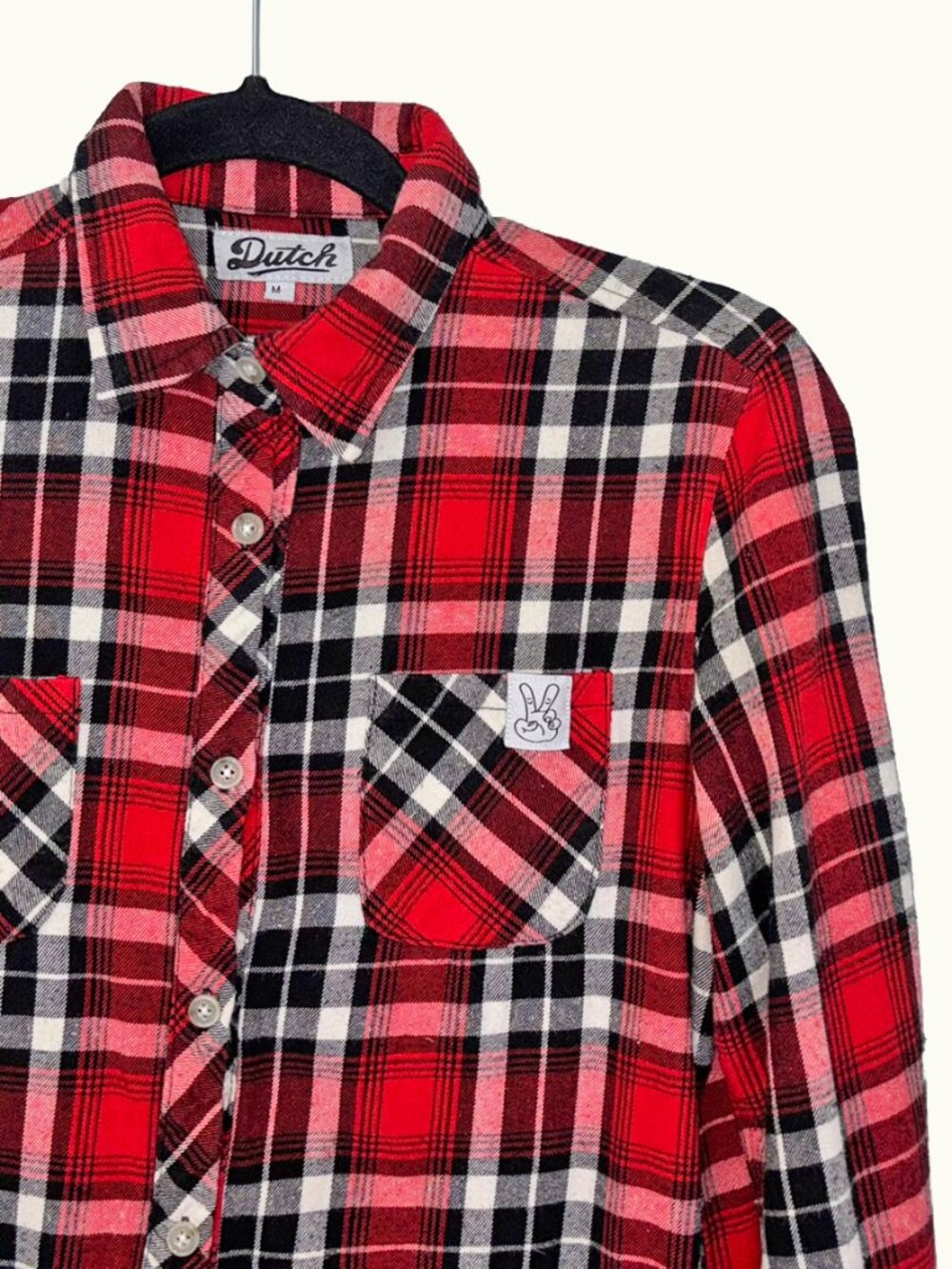 Dutch Bros. Red Plaid Flannel Button Down Shirt - Size Medium